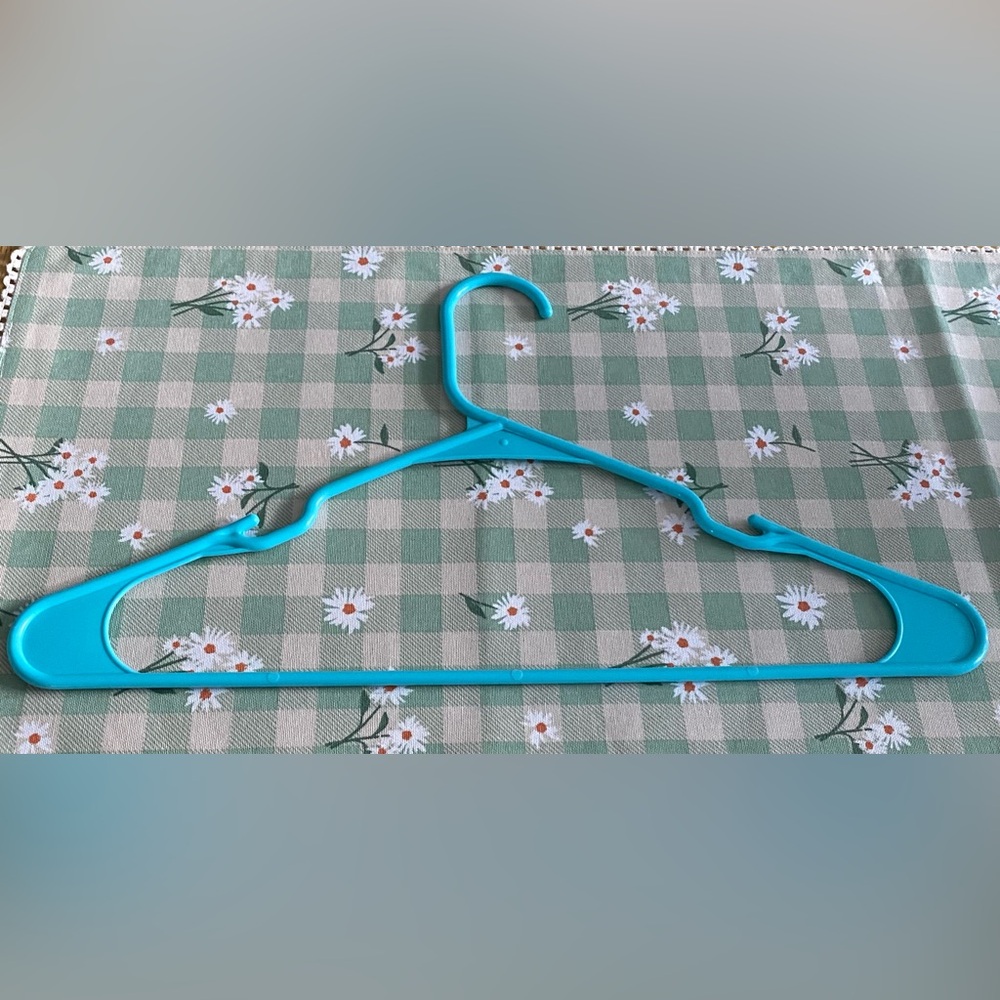 Bright Turquoise Plastic Clothes Hanger